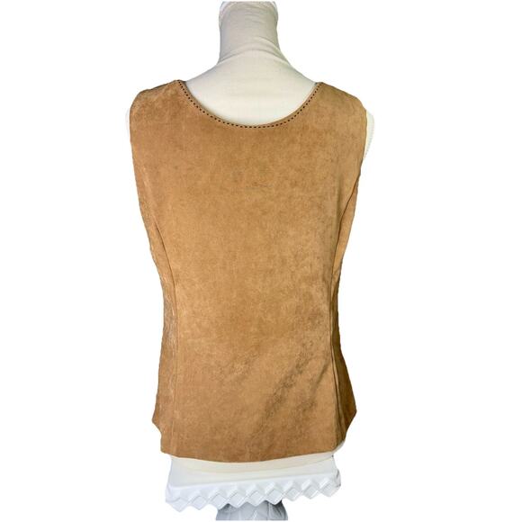 Vintage R&K Originals Tunic Tank Top Size 10 Faux Tan Suede Y2K Bohemian Rustic - Picture 4 of 7
